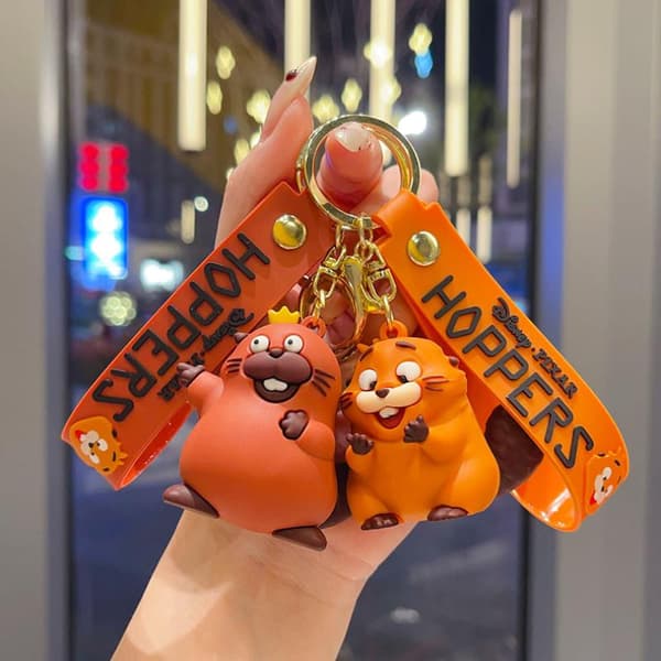 3D e Orange Bäver Nyckelring Tecknad Djurdocka Hänge Nyckelring A1