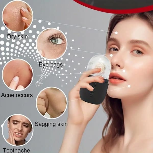 Silikone Ansigtsisrullemåtte Ansigtsmassager & Gua Sha Rulle Black 2