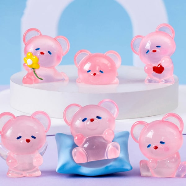 e Cartoon Luminous Bear Miniature Landscape Resin Crafts Home D 3