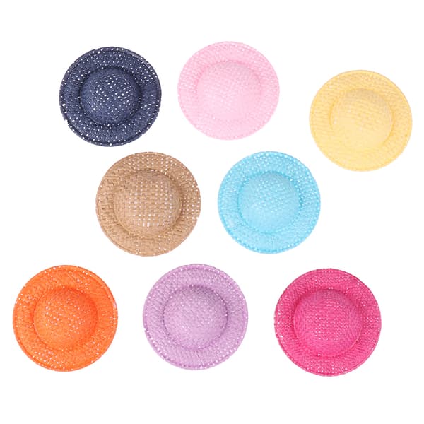 5 Stk Dukkehus Håndvævet stråhatdukke Mini Coloful Hattedukke Navy