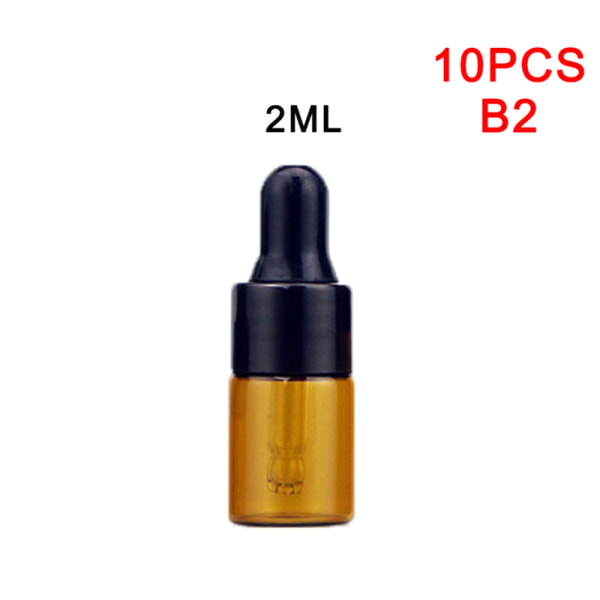 10 stk 1/2/3/4/5 ml ravfarvet glasdråbeflaske Parfume Essential 2ml