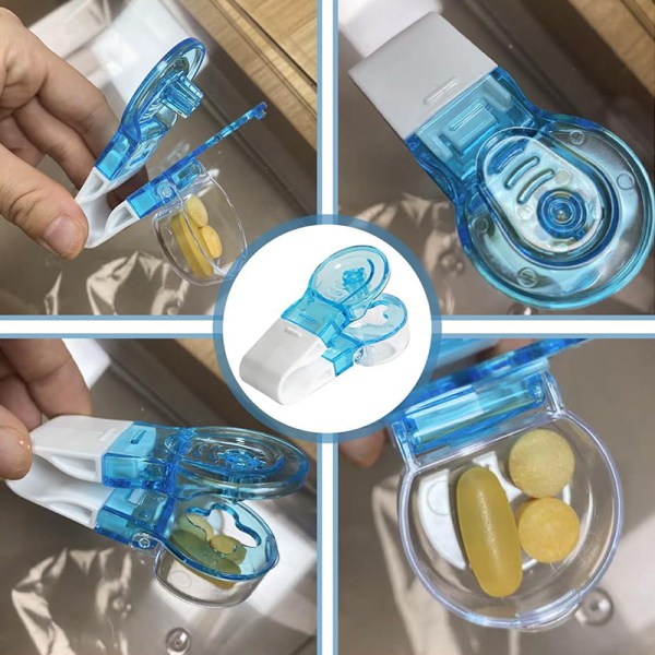 Portable Pill Taker Remover Tabletter Pills Blister Pack Opener Blue