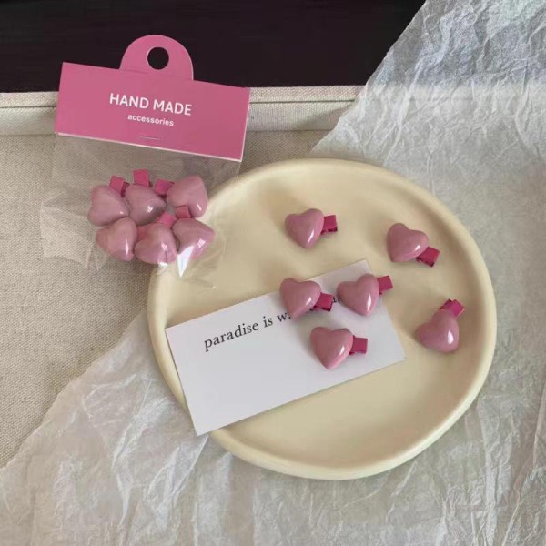 6 kpl / set Peach Heart Mini -hiusneulat ja Sweet Pink Bangs -pidike A2