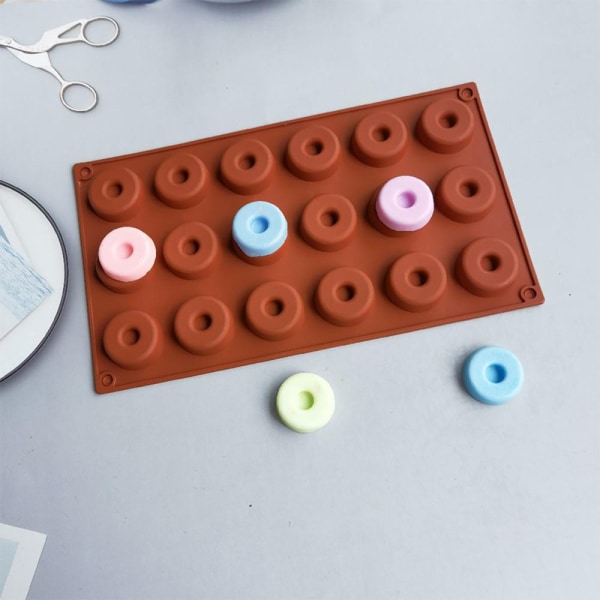 18 Cavity Mini Donut Silikone Chokolade Form DIY Cake Accessori