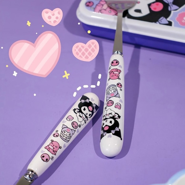 Kawaii Sanrio My Melody Cinnamoroll Kuromi lery Set tikkuja Spoo 3Pcs set C