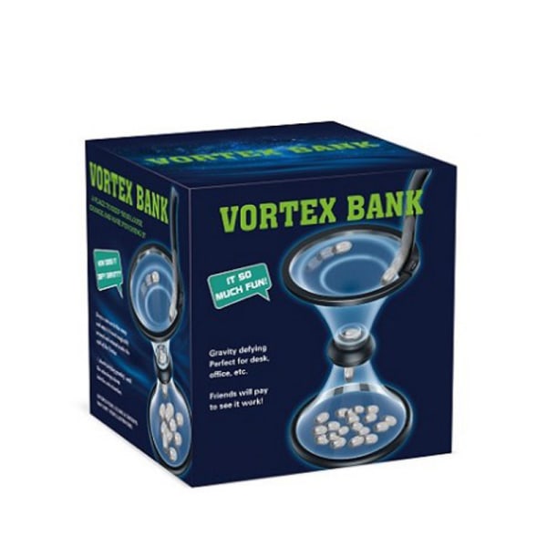 Rolig tryckavlastande Vortex Coin Spargris Watch Money Defy