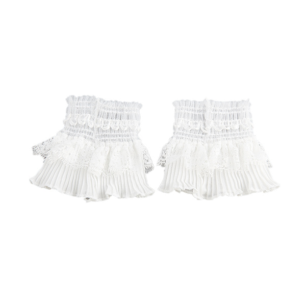 Fake Sleeves for kvinner Blonder Ruffles Mansjetthansker Solbeskyttelse Des White