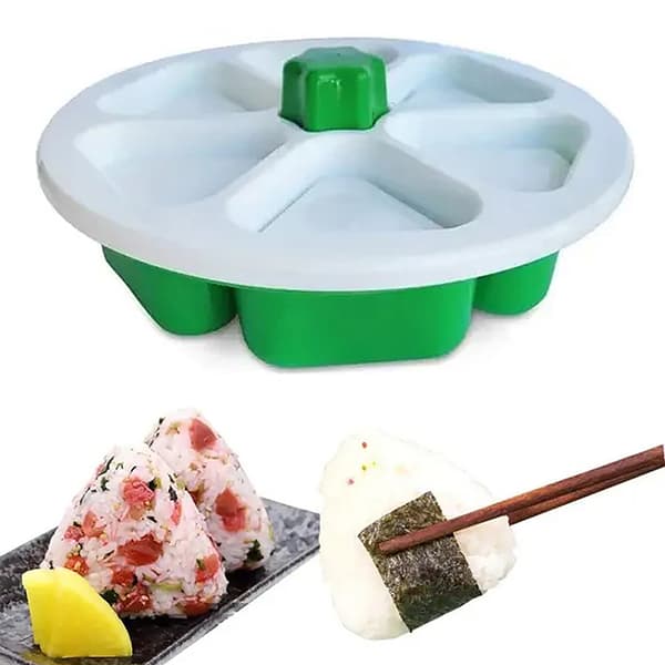 6-gitter Risboldmaskine-presset Non-stick Trekantet Sushi Ris B Green