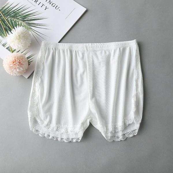 Kvinnor Vår Sommar Samma färg Sida Spets Säkerhetsshorts Byxor Sw White
