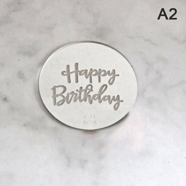 10 stk Gratulerer med dagen Cupcake Topper Akryl Rose Gold Circle Ca Silver