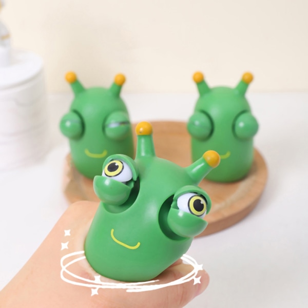 Funny Grass Worm Knip Leketøy Grønt Øye Sprett Orm Leketøy Jul Yellow