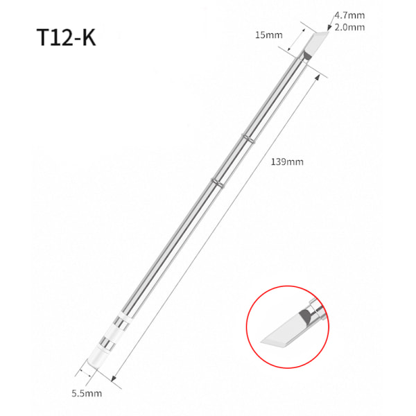 T12 Elektriske loddekolbespidser T12-K B2 BC2 ILS JL02 D24 KF F K