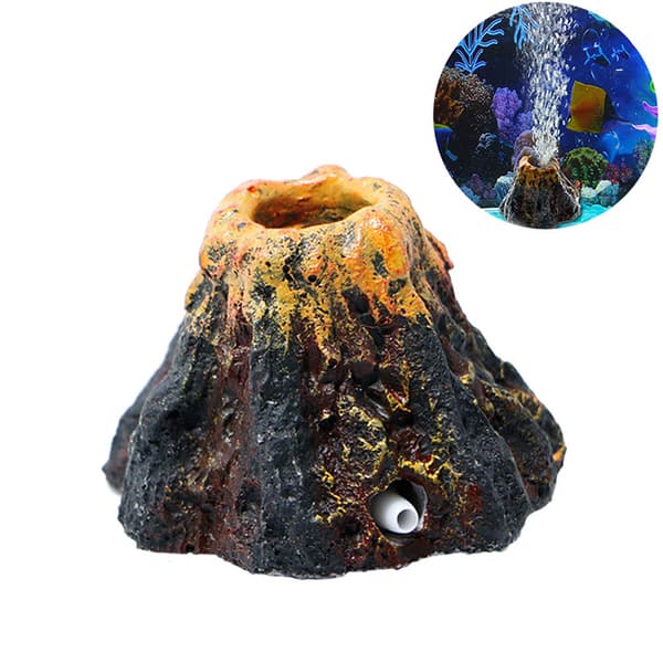 Aquarium Volcano Shape & Air Bubble Stone Oxygen Pump Fish Tank