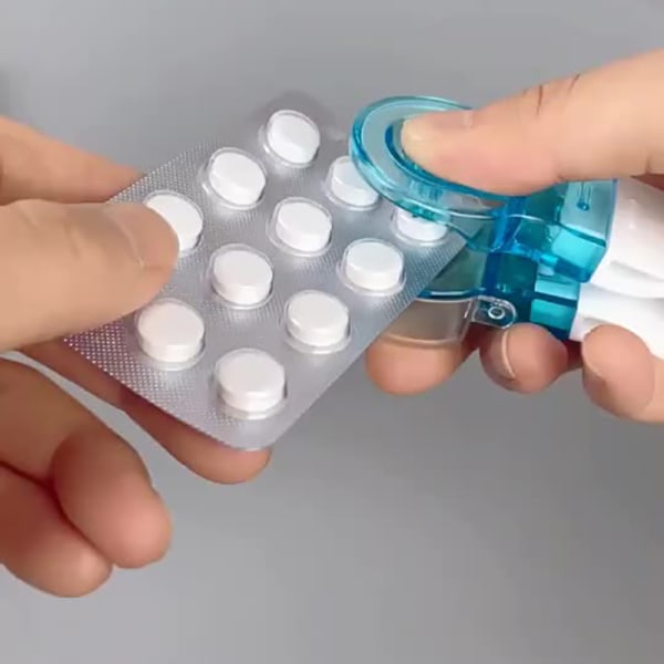 Bærbar Pill Taker Tabletter Blister Pack Opener Pille dispenser Transparent