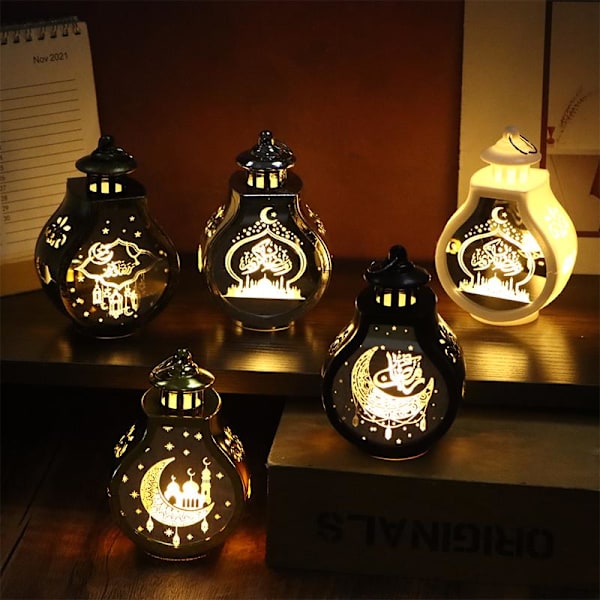 2026 Ramadan dekorasjon LED-lyktlys Eid Mubarak stjerne måne Silver