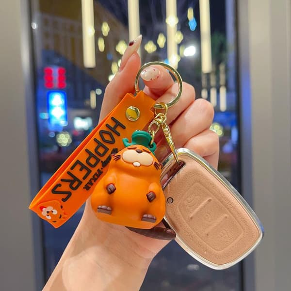 3D e Orange Bäver Nyckelring Tecknad Djurdocka Hänge Nyckelring A1