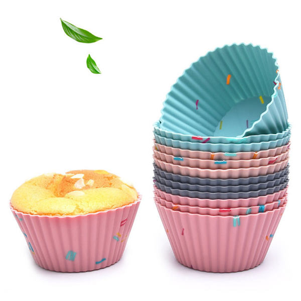 6 stk/sett Gjenbrukbar silikon cupcake form Muffins kake bakeform