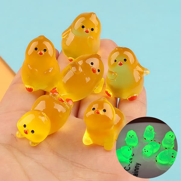 Lysende Mini Resin Lysende Kylling Ornament Statue Miniatyr F