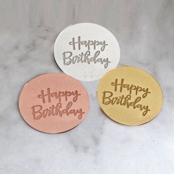 10 stk Gratulerer med dagen Cupcake Topper Akryl Rose Gold Circle Ca Gold