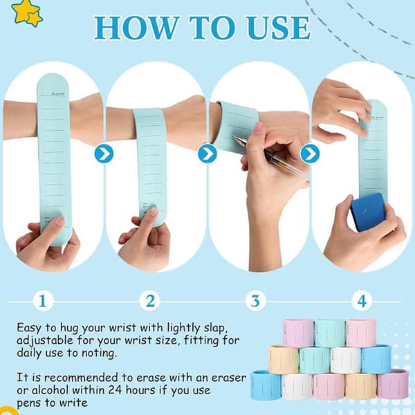Silikone armbånd memo pad armbånd notesbog genanvendelig sletbar B2