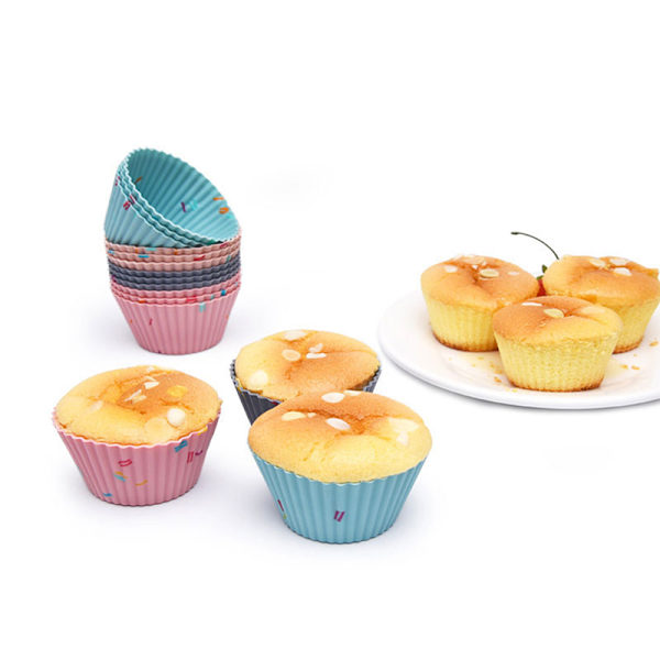 6 stk/sett Gjenbrukbar silikon cupcake form Muffins kake bakeform