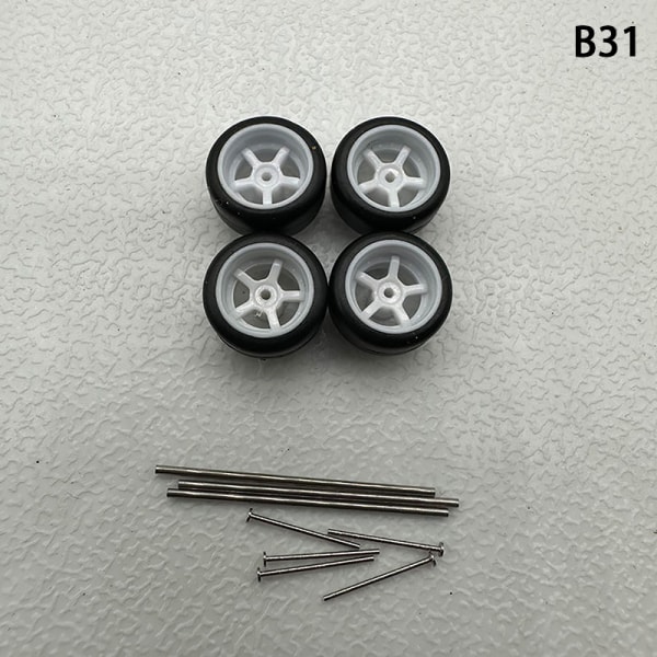1 Set 1/64 modellbilhjul med gummidäck Modifierade delar Ve B31 5Claws White