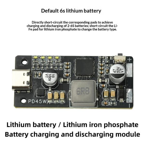 1 stk 45W 2-6S litiumbatterilader utladermodul PD3.1 F