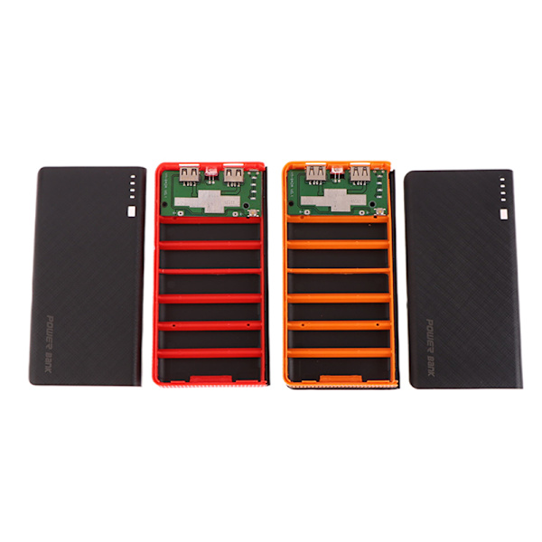 6* 18650 Batterioplader Dæksel Power Bank Case DIY Box 4 USB Po Blue