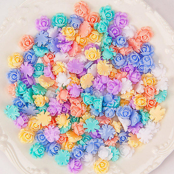 50 kpl 3D Mini Flower Flatback Resin tarvikkeet Tee-se-itse askartelupuhelin 05
