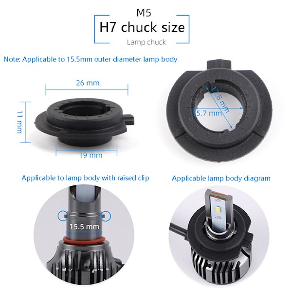 Bil LED-hovedlys Pære Sokkel Adapter Sokkelholder H1 H4 H7 H11 A3