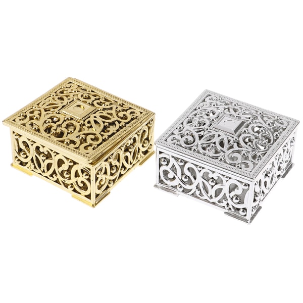 Plast Treasure Trinket Box Fyrkantig Godis Box Skattkista Vi Gold