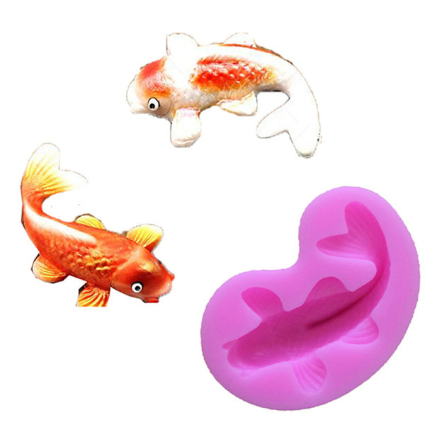 Silikon-Fondant-Tårtformar-3D-Fisk-Ljus-Mögel-Choklad-form