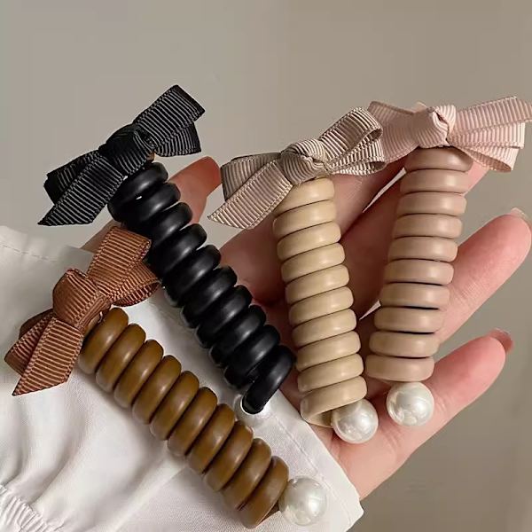 Bowknot-punotut puhelinlangalliset hiusnauhat Coffee