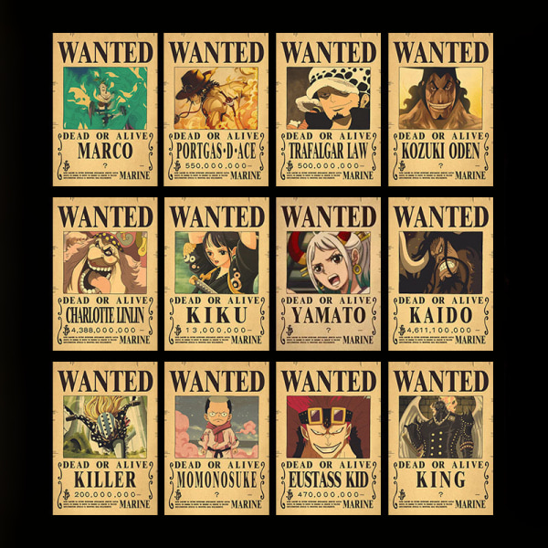 Anime Luffy Wanted Bounty Kraft Paper Juliste Koristeellinen maali A4