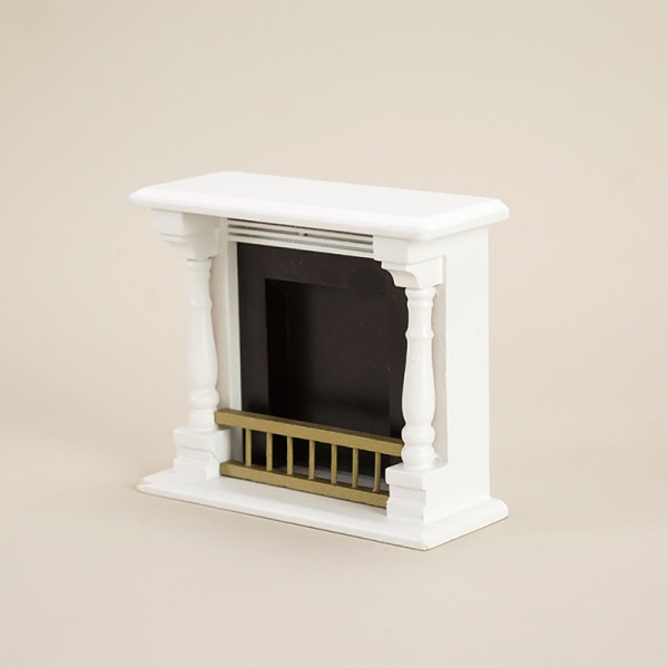1/12 Dockhus Mini öppen spis Modell Dockhus Vardagsrumsmöbler White