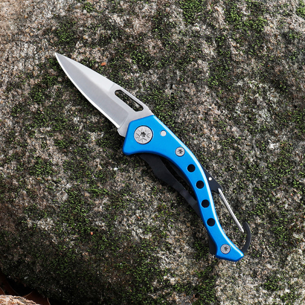 Bärbar Mini Pocket Nyckelring Multifunktion Vikbar Rostfri Blue