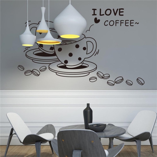 Jag älskar kaffe väggdekal Avtagbar e kaffekopp väggdekal Ki