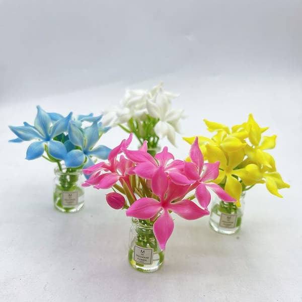1 st 1:12 Skala Mini Blomster Glasflaska Bilprydnad Dockhus Yellow