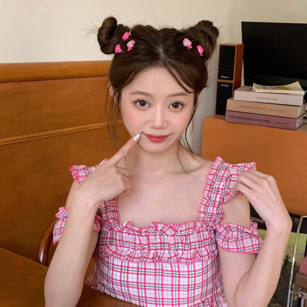 6 kpl / set Peach Heart Mini -hiusneulat ja Sweet Pink Bangs -pidike A2