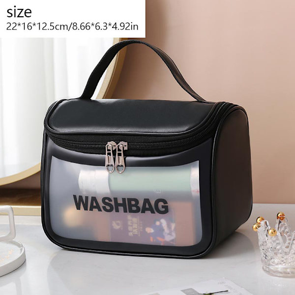 Frosted Taske Rejseopbevaring Toiletartikler Organizer Vandtæt Cosmet Black Flip flap