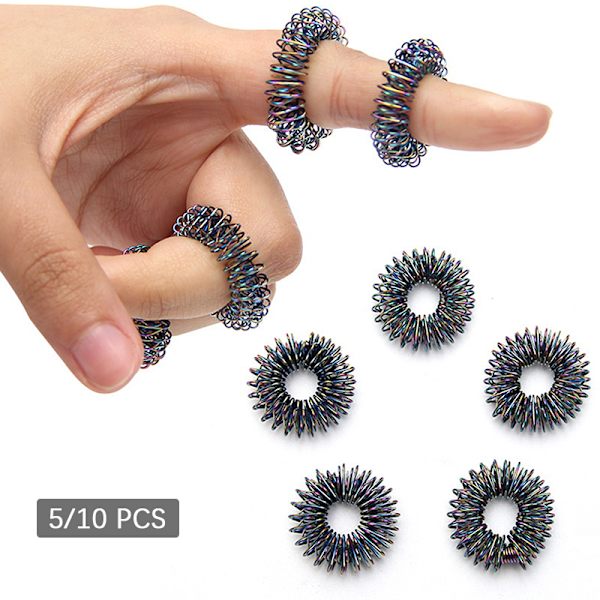 5 kpl / set mustakultainen sormihierontarengas akupunktiorengasterapia 5PCS