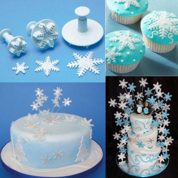 XMAS 3kpl Snowflake Fondant Cake Koristeluun Sugarcraft ter Plun