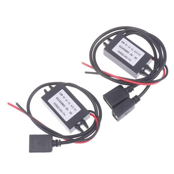 1 stk 12V 24V til 5V 3A Bil Step Down Konverter Spændingsreducerende Dual Square USB