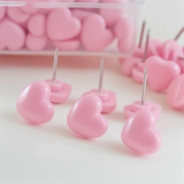 Hjerteformede tegnestifter af plast Pink