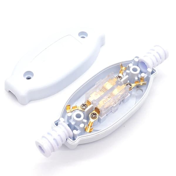 1 PC Vanntett In-line Bryter Ledningsbryter Rund Ledning Sølv Co White