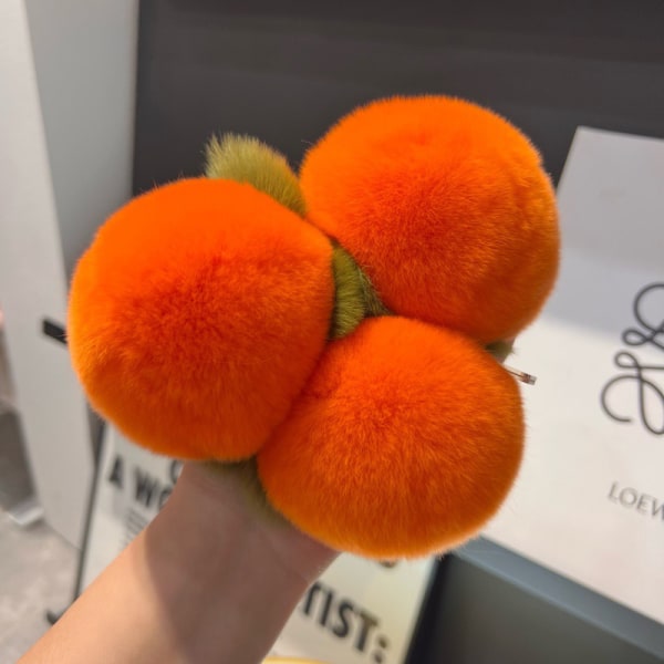 Real Hair Mini e Small Persimmon Nøkkelringer Dame Plysj Bilnøkkel A1