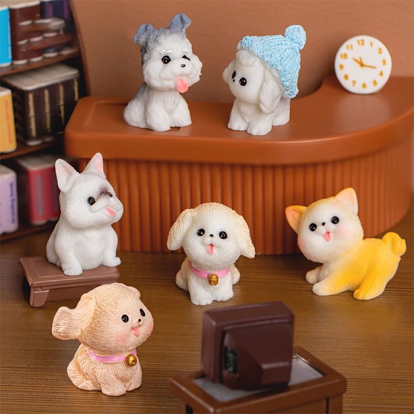 e Resin Hundvalp Djur Miniatyrfigur Hemprydnad i kruka 12