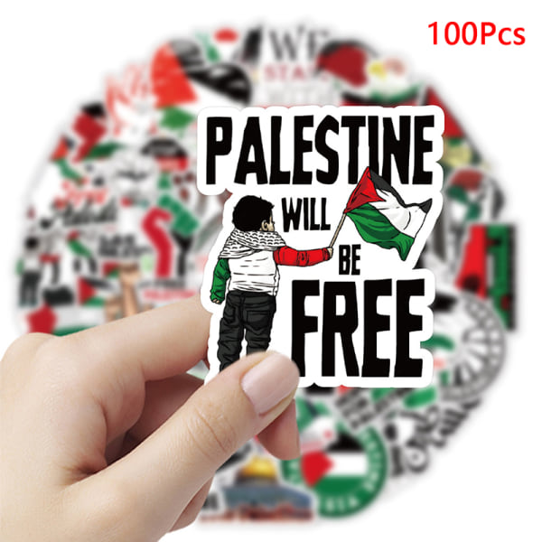 100 stk gratis palestinsk graffiti-klistremerke tegneserie dekorativ pinne  1aeb | Fyndiq
