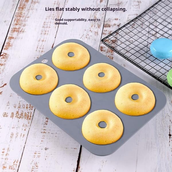 6-hullers bageform af silikone i fødevarekvalitet, non-stick donutforme, chokolade Gray