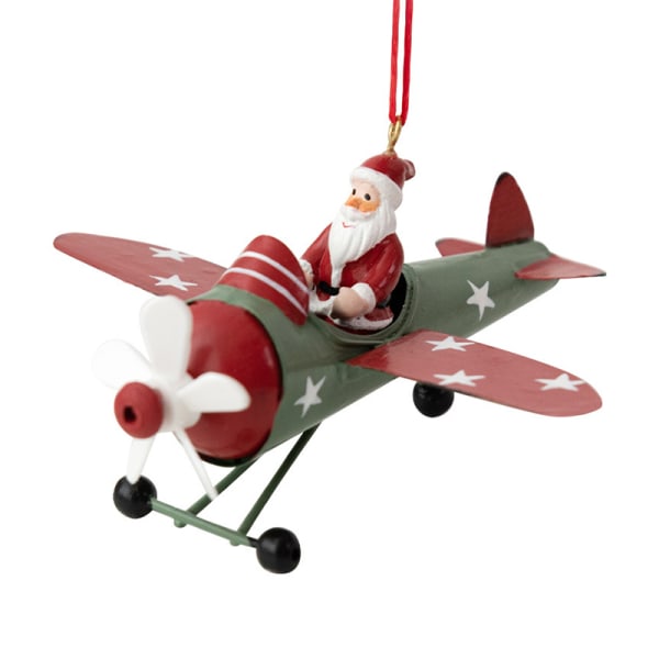 Retro jern julevedhæng Santa Claus Airplane Christmas Tre B